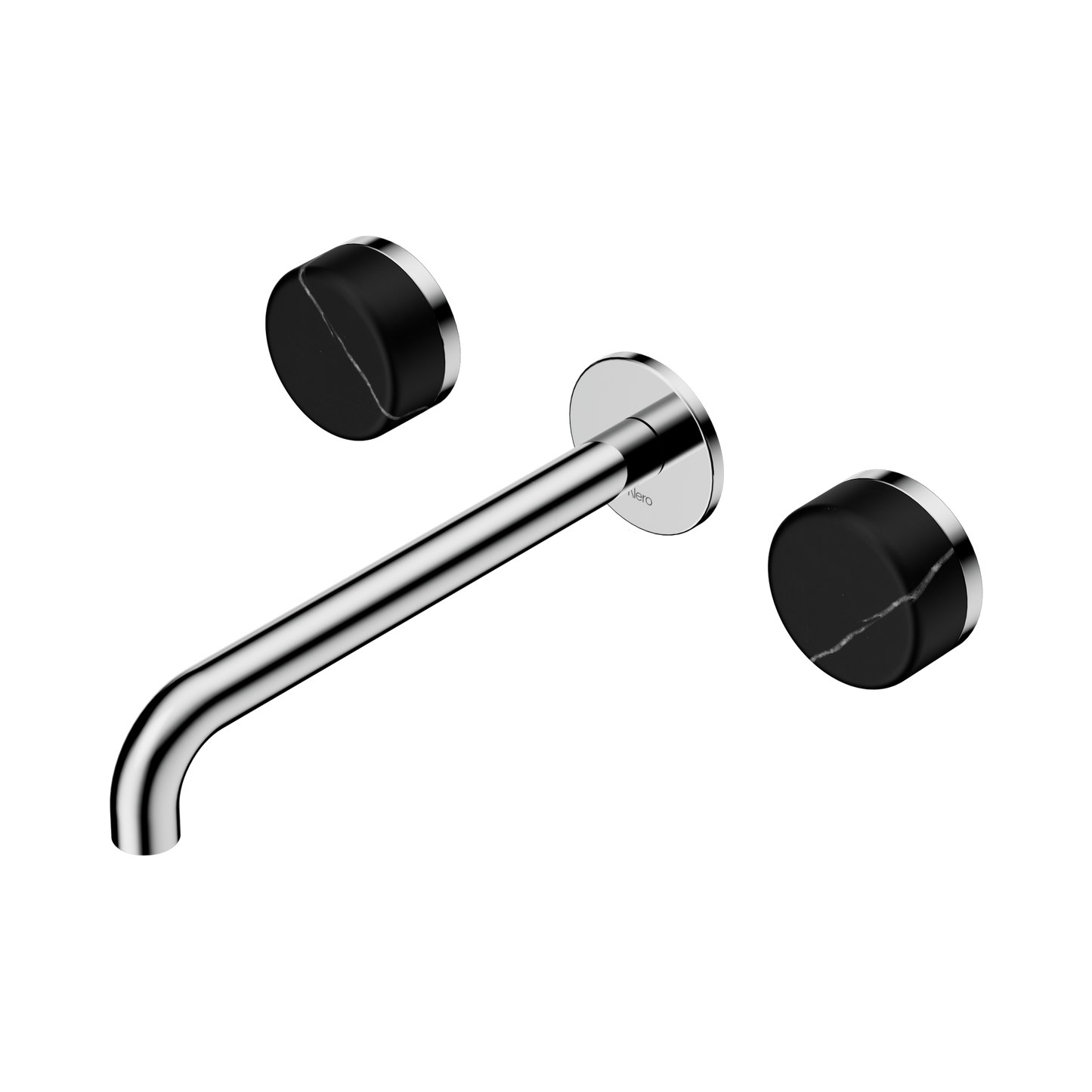 Serenity Wall Basin Set 220mm Spout With Marquina Black Handle Chrome