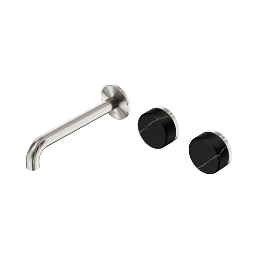 Nero Serenity 24D125Wall Basin Set 185mm Offset Spout With Marquina  Handle  5 Star / 5LPM