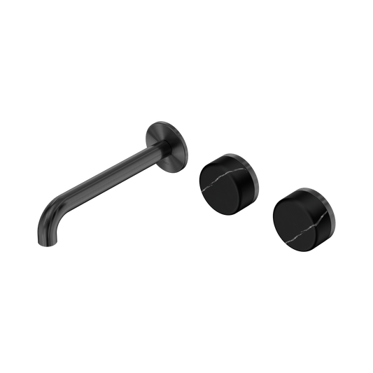 Nero Serenity 24D125GM Wall Basin Set 185mm Offset Spout With Marquina  Handle Gun Metal 5 Star / 5LPM
