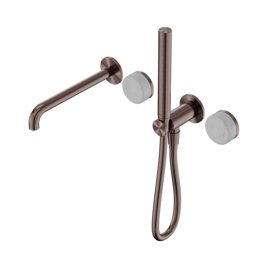 Serenity Progressive Shower System With Spout With Carrara Handle And Slim Shower Brushed Bronze