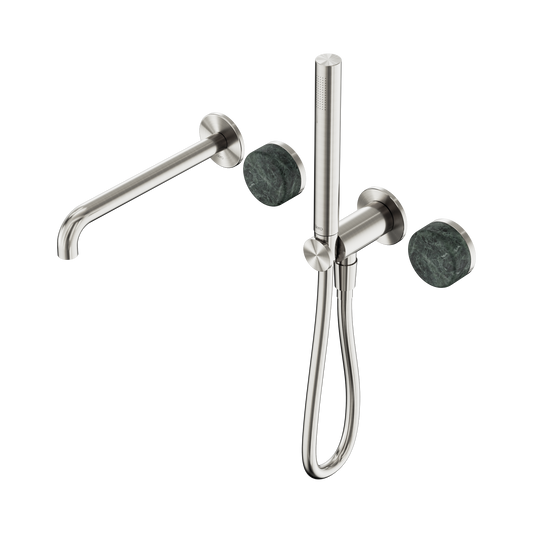 Serenity Progressive Shower System With Spout With Verde Alpi Handle And Slim Shower Brushed Nickel