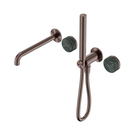 Serenity Progressive Shower System With Spout With Verde Alpi Handle And Slim Shower Brushed Bronze
