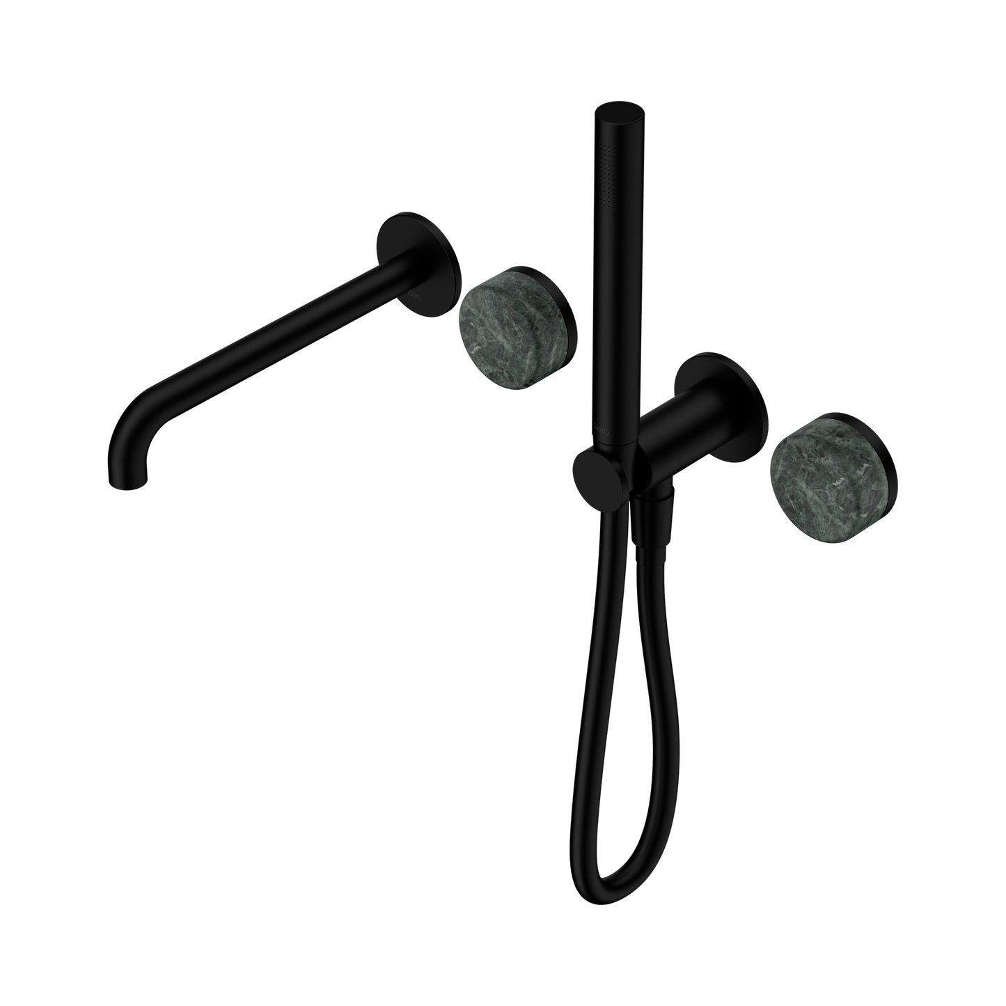 Serenity Progressive Shower System With Spout With Verde Alpi Handle And Slim Shower Matte Black