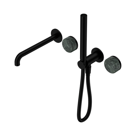Serenity Progressive Shower System With Spout With Verde Alpi Handle And Slim Shower Matte Black