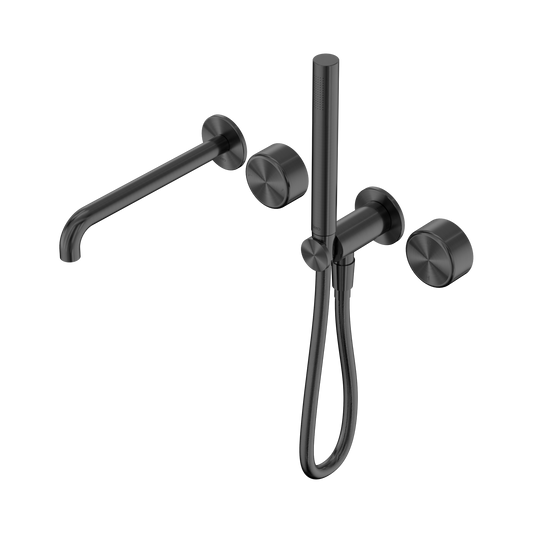 Serenity Progressive Shower System With Spout With Metal Handle And Slim Shower Gun Metal