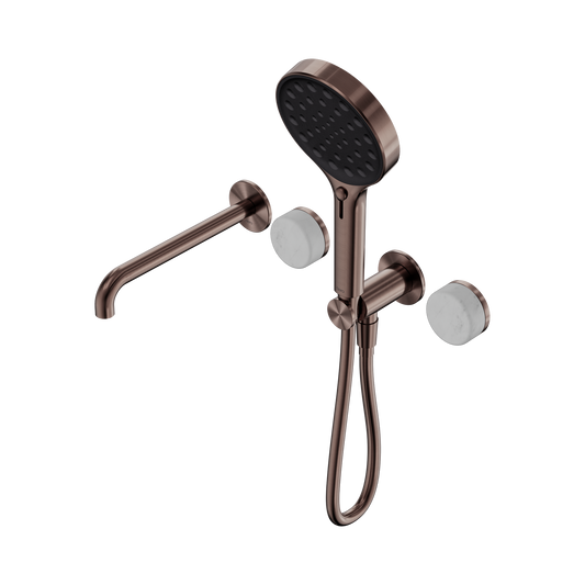 Serenity Progressive Shower System With Spout With Carrara Handle And Serenity Hand Shower Brushed Bronze