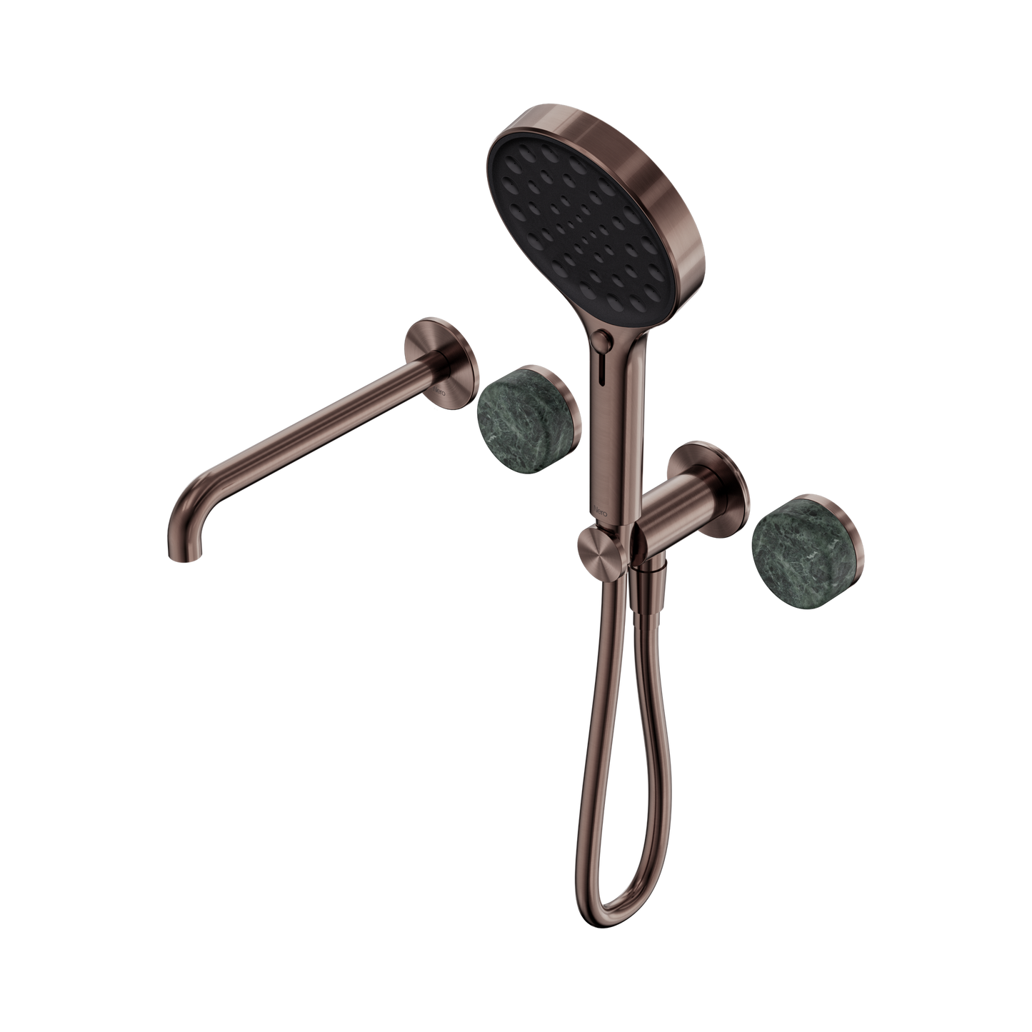 Serenity Progressive Shower System With Spout With Verde Alpi Handle And Serenity Hand Shower Brushed Bronze