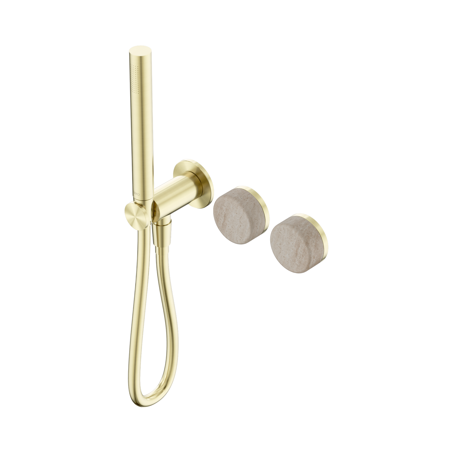 Serenity Progressive Shower System With Rome Travertine Handle And Slim Shower Brushed Gold