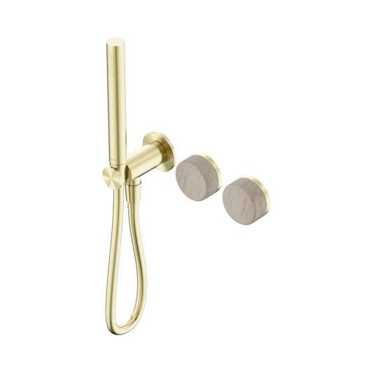 Serenity Progressive Shower System With Rome Travertine Handle And Slim Shower Brushed Gold