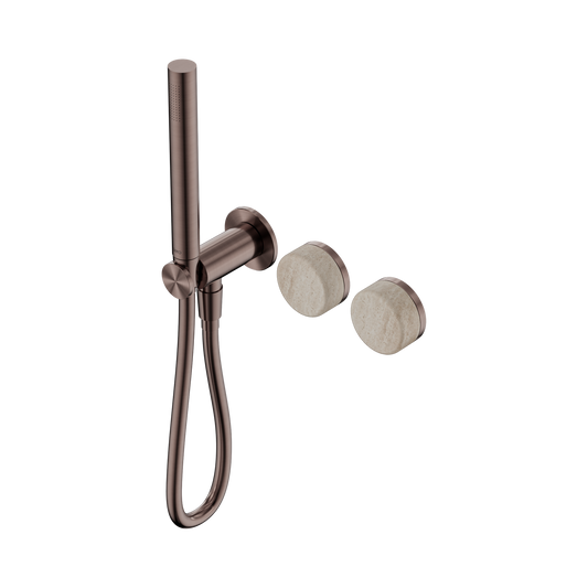 Serenity Progressive Shower System With Rome Travertine Handle And Slim Shower Brushed Bronze