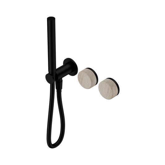 Serenity Progressive Shower System With Rome Travertine Handle And Slim Shower Matte Black