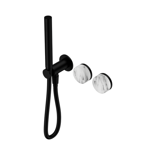 Serenity Progressive Shower System With Arabescato Corchia Handle And Slim Shower Matte Black