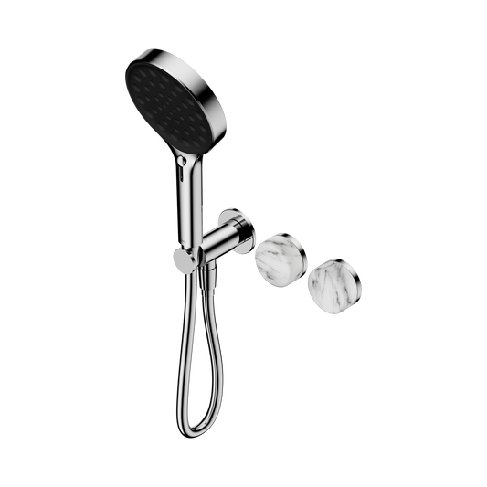 Serenity Progressive Shower System With Arabescato Corchia Handle And Serenity Hand Shower Chrome