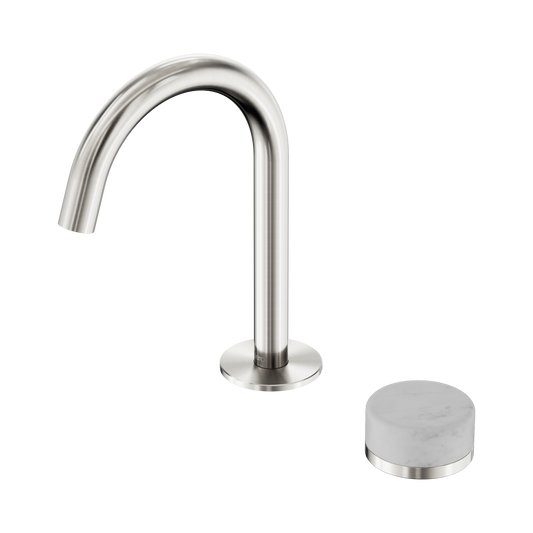 Serenity Progressive Basin Mixer Arc Spout With Carrara Handle Brushed Nickel