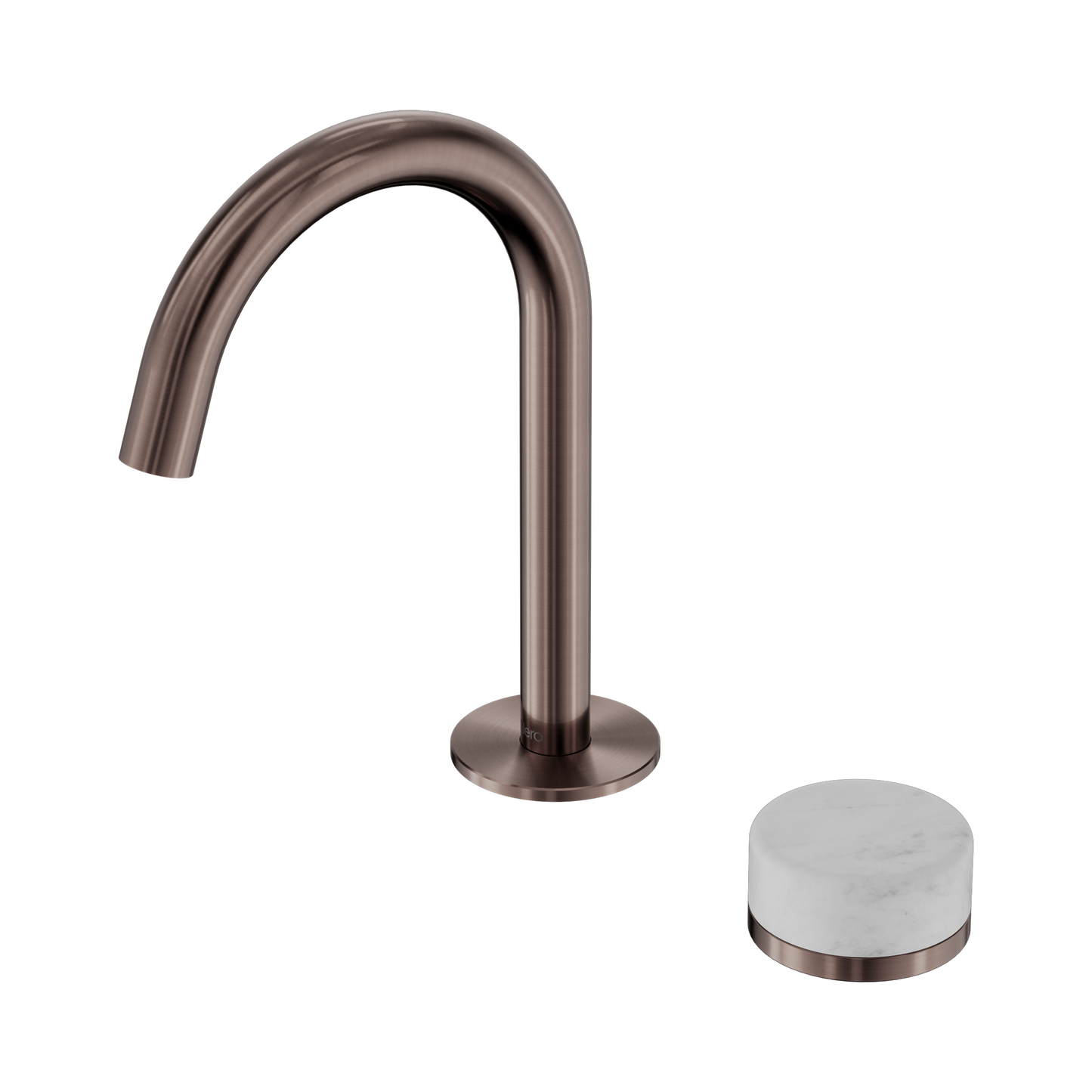 Serenity Progressive Basin Mixer Arc Spout With Carrara Handle Brushed Bronze