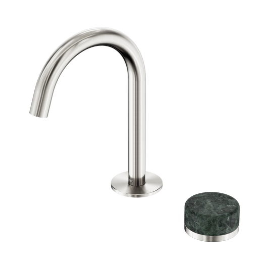 Serenity Progressive Basin Mixer Arc Spout With Verde Alpi Handle Brushed Nickel