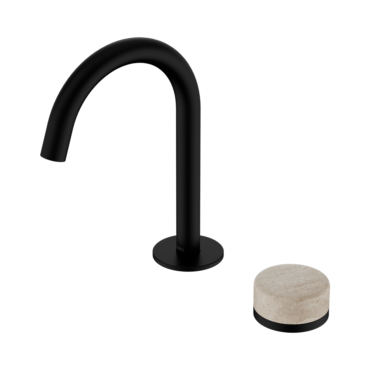 Serenity Progressive Basin Mixer Arc Spout With Rome Travertine Handle Matte Black