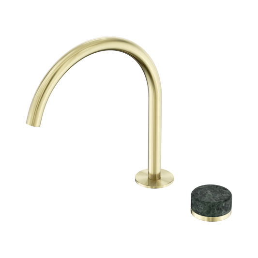 Serenity Progressive Bath/Kitchen Mixer Arc Spout With Verde Alpi Handle Brushed Gold