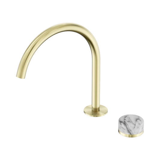 Serenity Progressive Bath/Kitchen Mixer Arc Spout With Arabescato Corchia Handle Brushed Gold