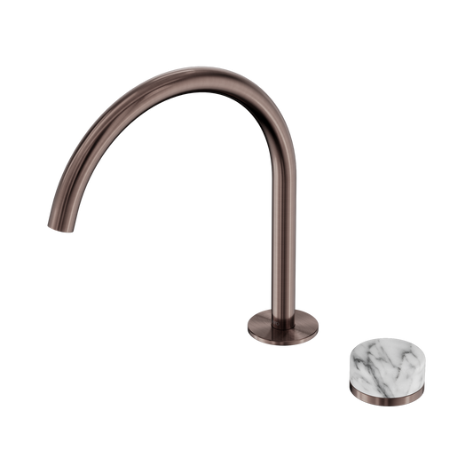 Serenity Progressive Bath/Kitchen Mixer Arc Spout With Arabescato Corchia Handle Brushed Bronze