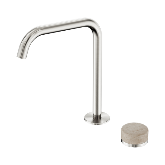 Serenity Progressive Bath/Kitchen Mixer Edge Spout With Rome Travertine Handle Brushed Nickel