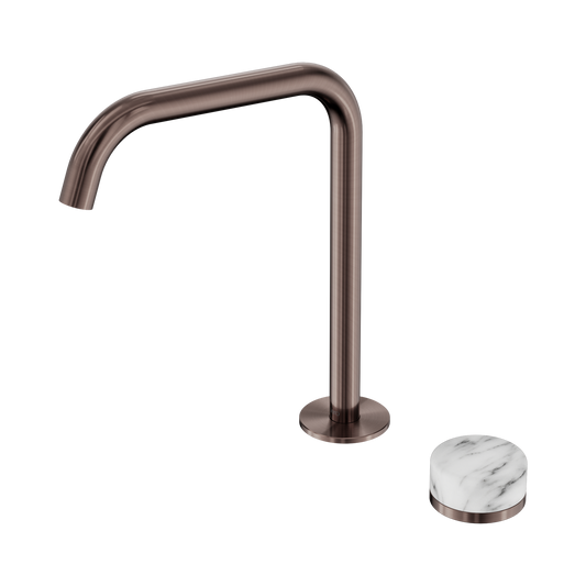 Serenity Progressive Bath/Kitchen Mixer Edge Spout With Arabescato Corchia Handle Brushed Bronze