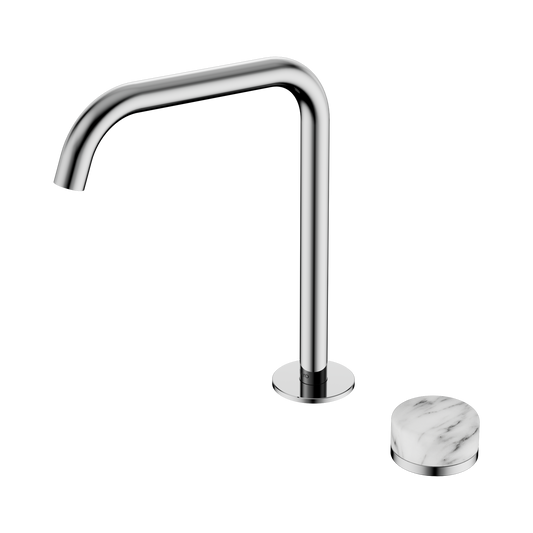 Serenity Progressive Bath/Kitchen Mixer Edge Spout With Arabescato Corchia Handle Chrome