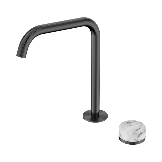 Serenity Progressive Bath/Kitchen Mixer Edge Spout With Arabescato Corchia Handle Gun Metal