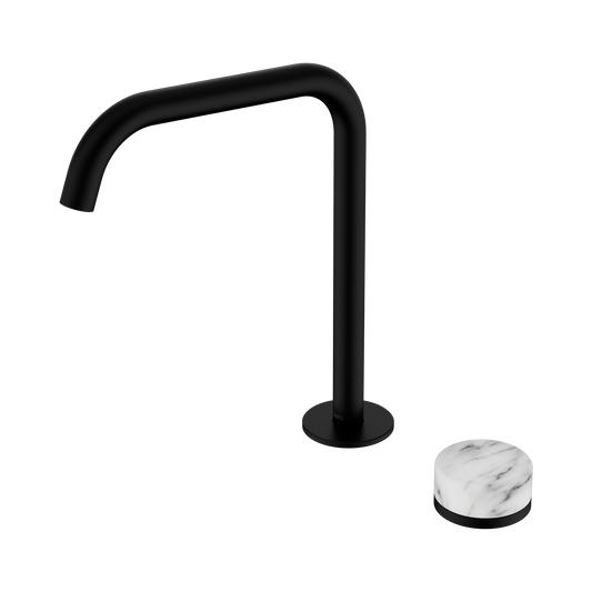 Serenity Progressive Bath/Kitchen Mixer Edge Spout With Arabescato Corchia Handle Matte Black