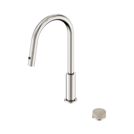 Serenity Progressive Pull Out kitchen Set With Rome Travertine Handle Brushed Nickel