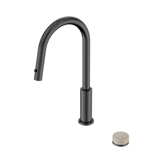 Serenity Progressive Pull Out kitchen Set With Rome Travertine Handle Gun Metal