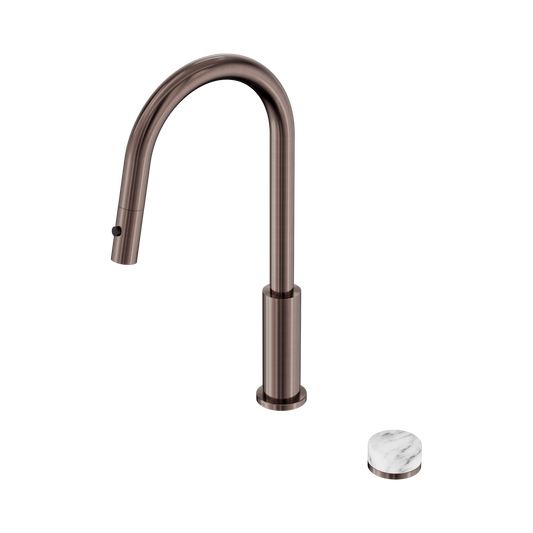 Serenity Progressive Pull Out kitchen Set With Arabescato Corchia Handle Brushed Bronze