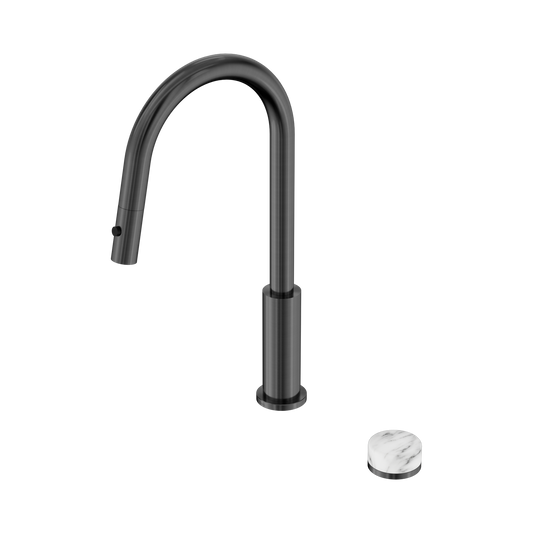 Serenity Progressive Pull Out kitchen Set With Arabescato Corchia Handle Gun Metal