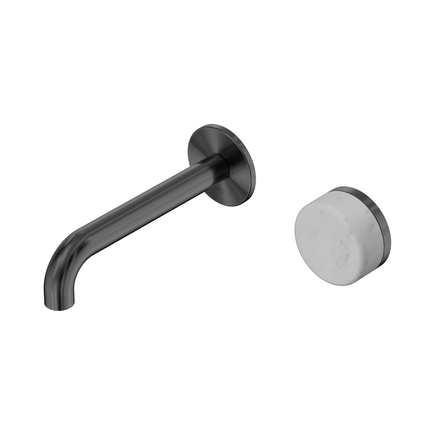 Serenity Progressive Wall Basin Mixer 160mm Spout With Carrara Handle Gun Metal