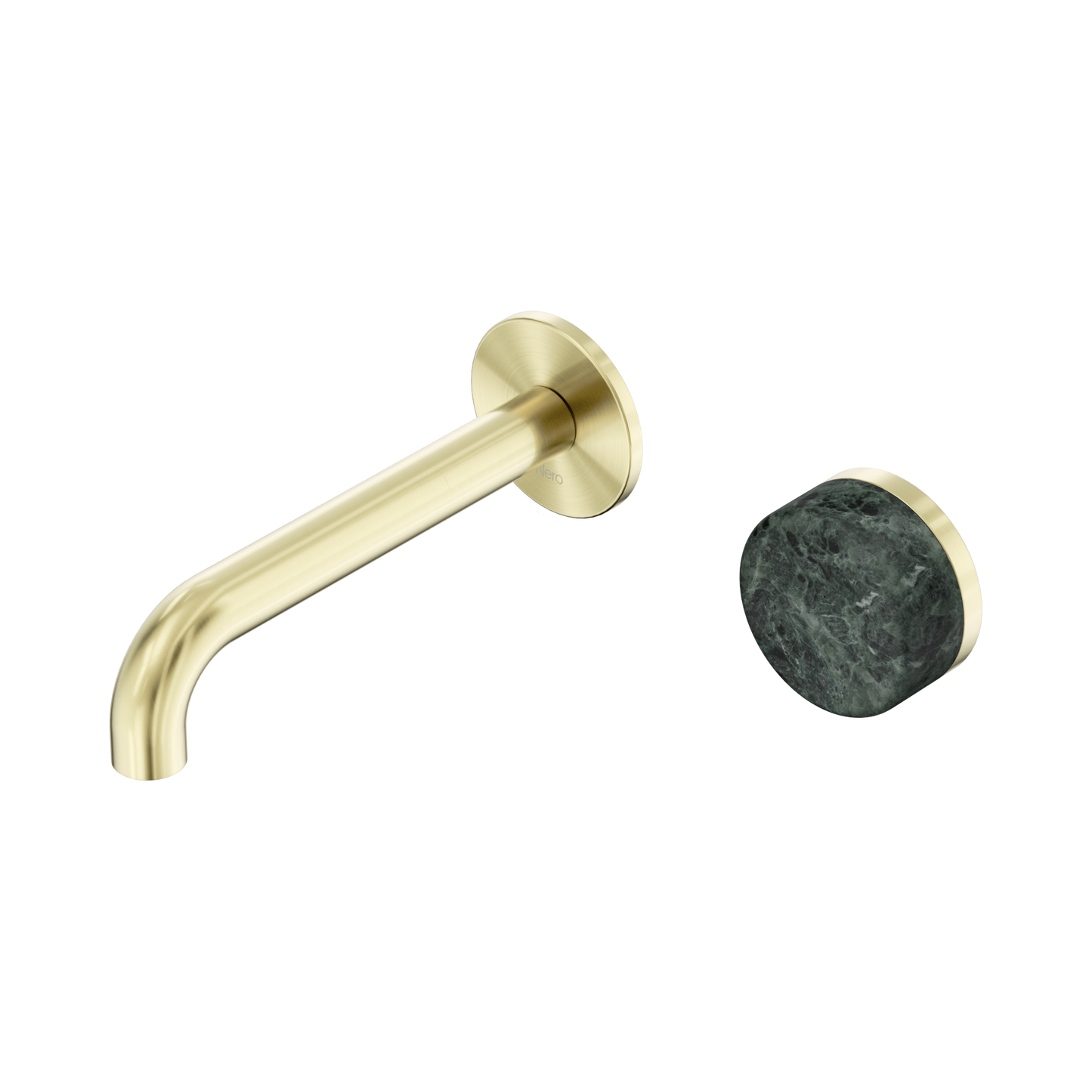 Serenity Progressive Wall Basin Mixer 160mm Spout With Verde Alpi Handle Brushed Gold