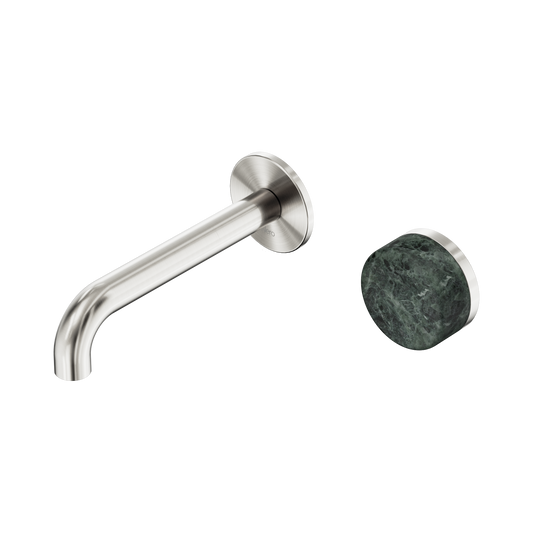 Serenity Progressive Wall Basin Mixer 160mm Spout With Verde Alpi Handle Brushed Nickel