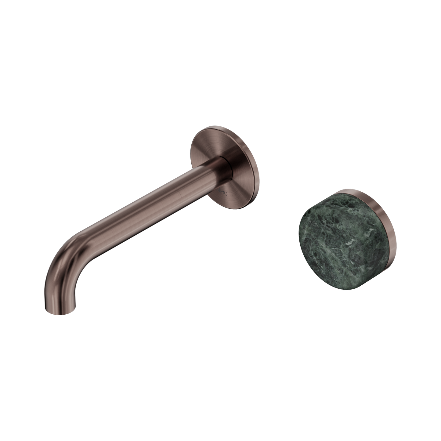 Serenity Progressive Wall Basin Mixer 160mm Spout With Verde Alpi Handle Brushed Bronze
