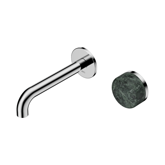 Serenity Progressive Wall Basin Mixer 160mm Spout With Verde Alpi Handle Chrome