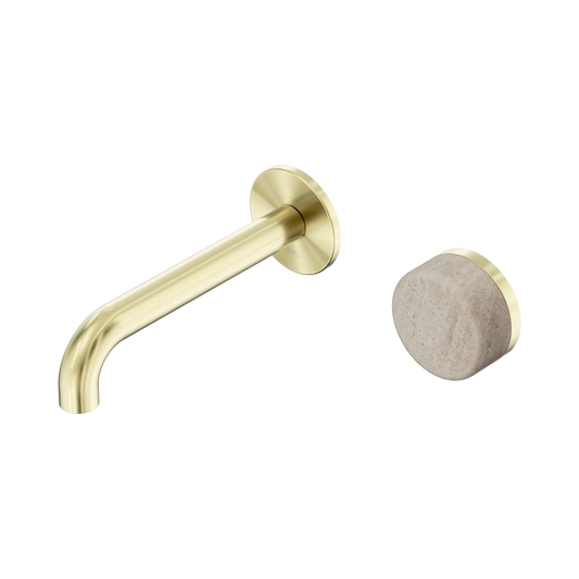 Nero Serenity 24E063BG Progressive Wall Basin Mixer 160mm Spout With Rome Travertine Handle Brushed  5 Star / 5LPM