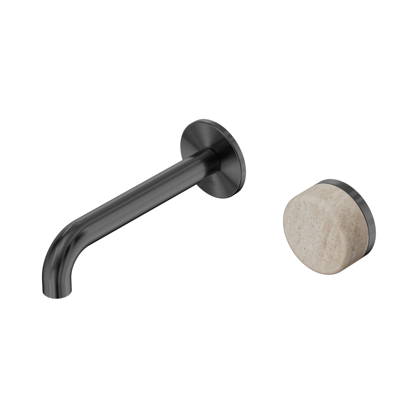 Serenity Progressive Wall Basin Mixer 160mm Spout With Rome Travertine Handle Gun Metal