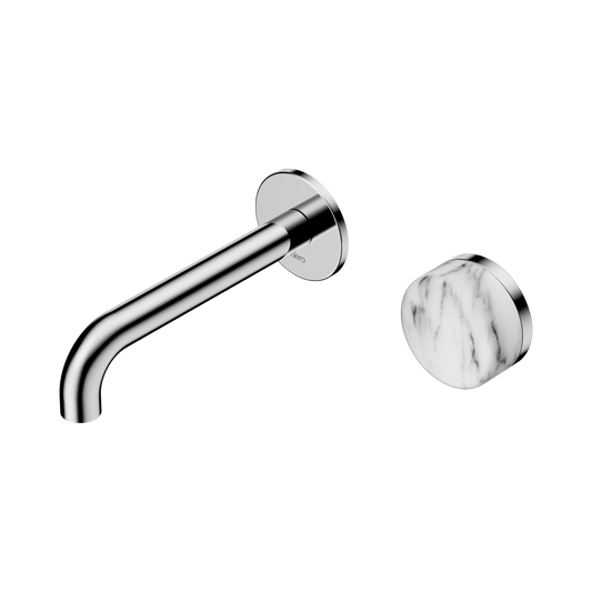 Serenity Progressive Wall Basin Mixer 160mm Spout With Arabescato Corchia Handle Chrome