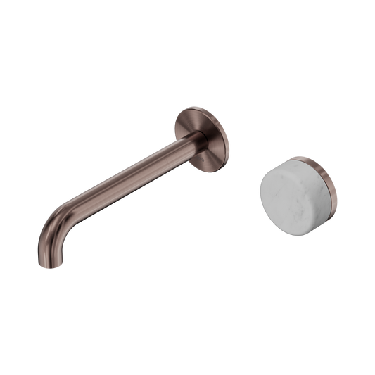 Serenity Progressive Wall Basin Mixer 185mm Spout With Carrara Handle Brushed Bronze