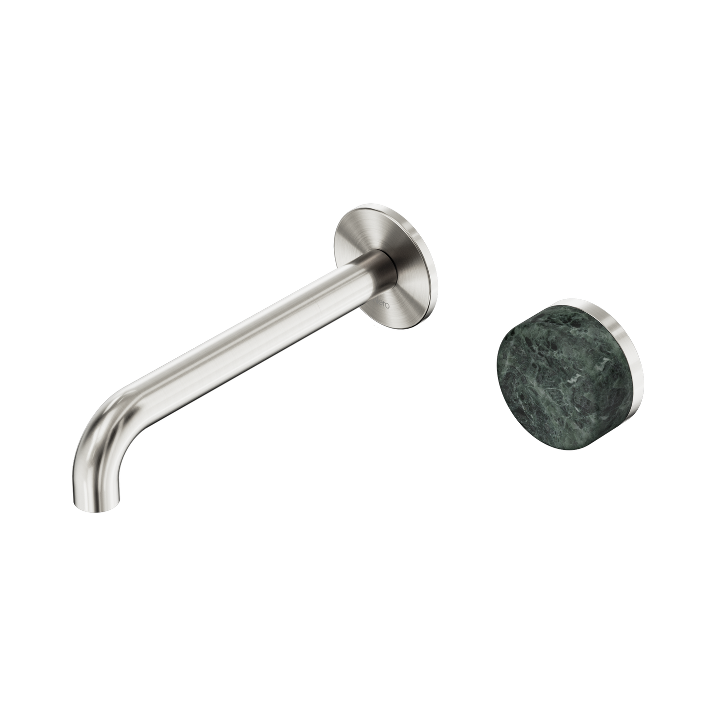 Serenity Progressive Wall Basin Mixer 185mm Spout With Verde Alpi Handle Brushed Nickel
