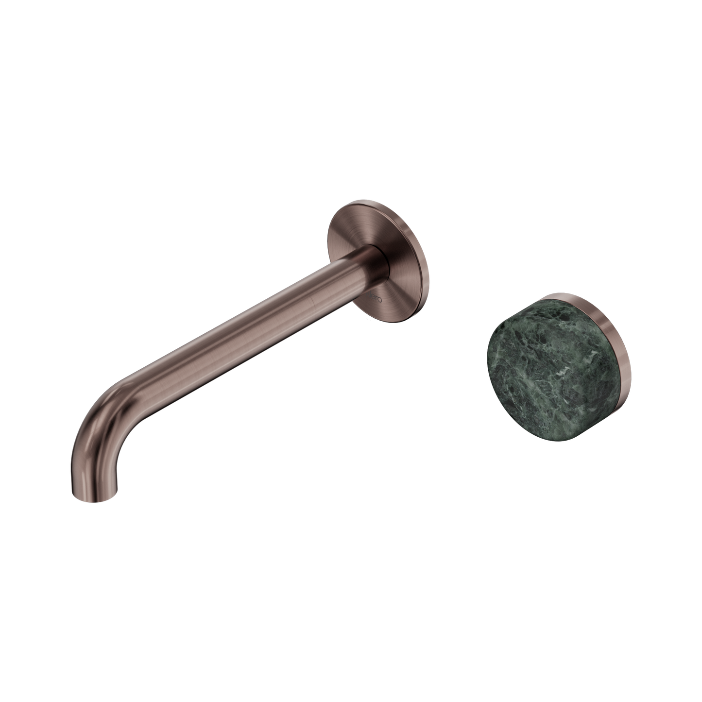 Serenity Progressive Wall Basin Mixer 185mm Spout With Verde Alpi Handle Brushed Bronze