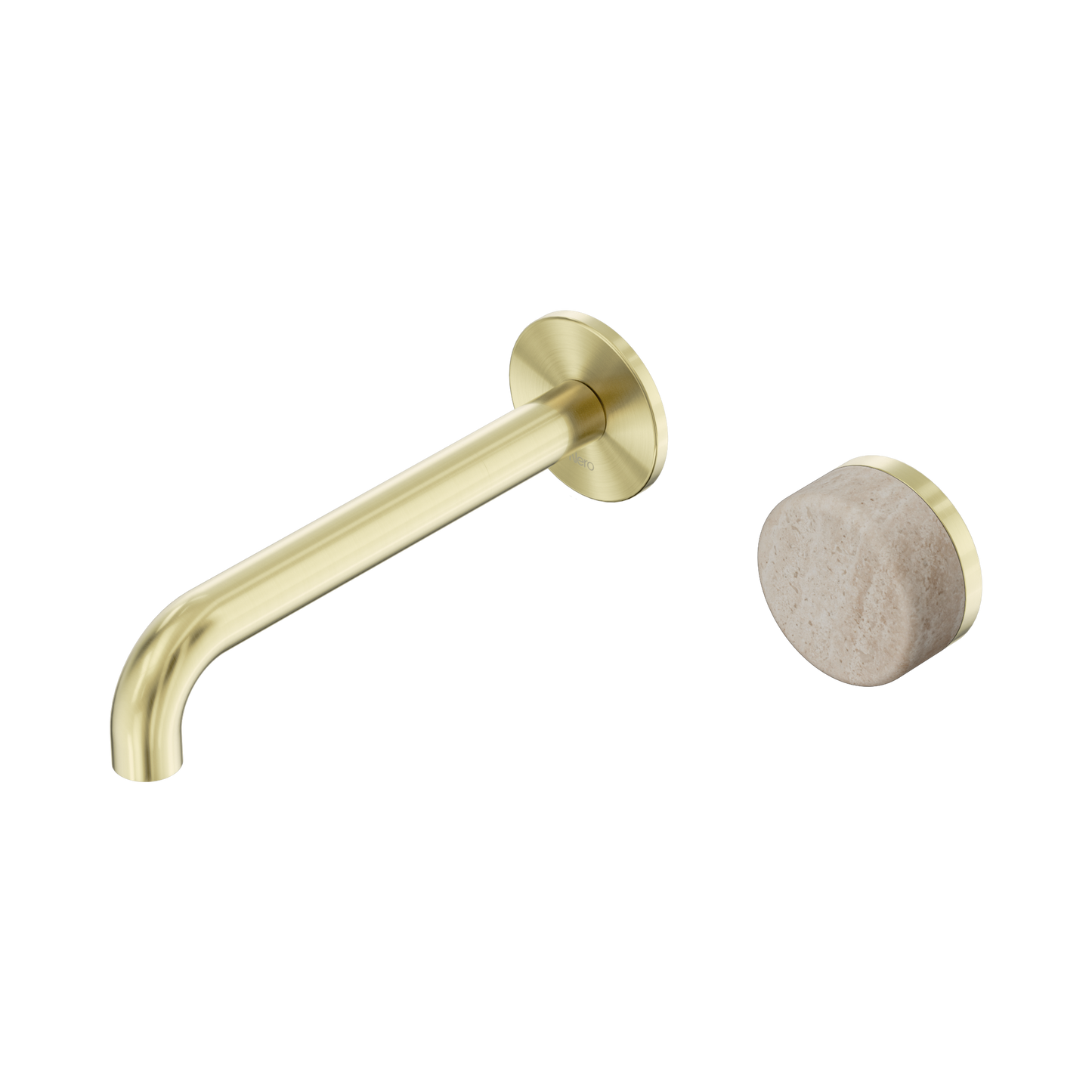 Nero Serenity 24E069BG Progressive Wall Basin Mixer 185mm Spout With Rome Travertine Handle Brushed  5 Star / 5LPM