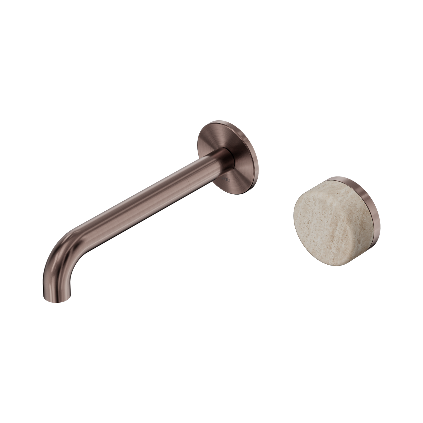 Serenity Progressive Wall Basin Mixer 185mm Spout With Rome Travertine Handle Brushed Bronze