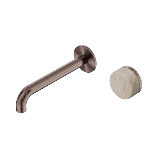 Nero Serenity 24E069BZ Progressive Wall Basin Mixer 185mm Spout With Rome Travertine Handle  5 Star / 5LPM