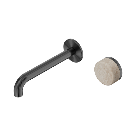 Nero Serenity 24E069GM Progressive Wall Basin Mixer 185mm Spout With Rome Travertine Handle Gun Metal 5 Star / 5LPM