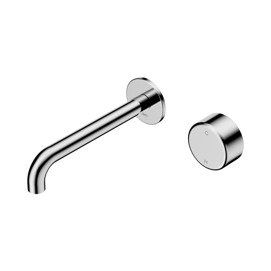 Serenity Progressive Wall Basin Mixer 185mm Spout With Metal Handle Chrome