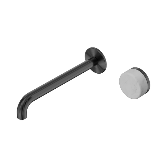 Serenity Progressive Wall Basin Mixer 220mm Spout With Carrara Handle Gun Metal